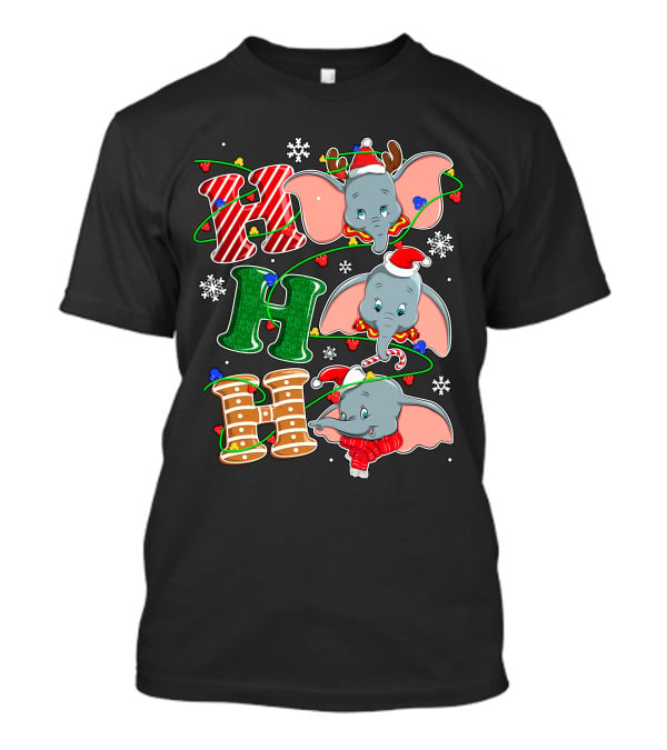 Dumbo Christmas Hohoho Santa Hat Snowflakes T-Shirt