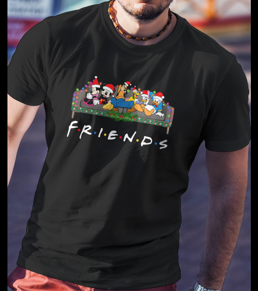 Disney Christmas Characters On Friends Sofa T-Shirt