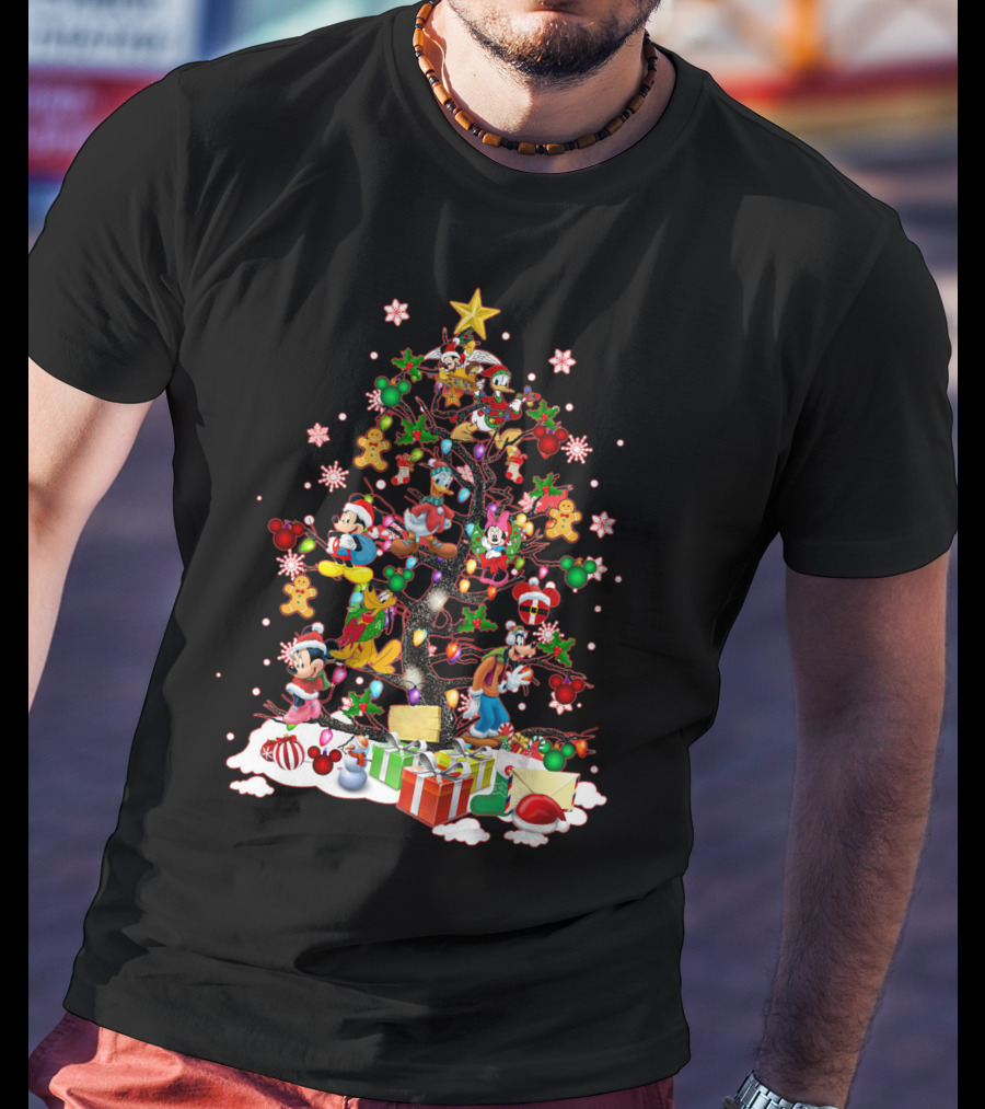 Mickey And Friends Christmas Tree With Donald Goofy And Disney Decorations T-Shirt