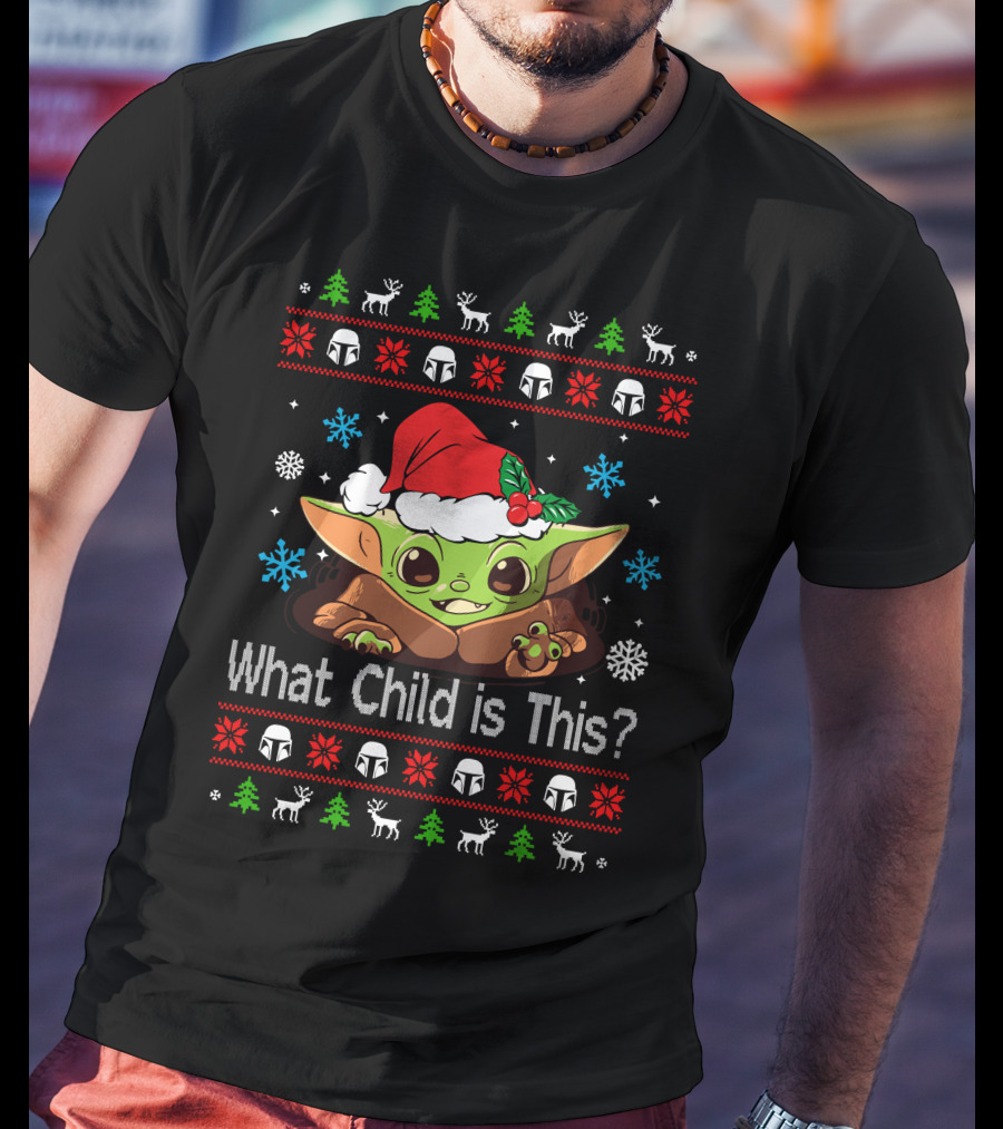 Baby Yoda What Child Is This Christmas T-Shirt