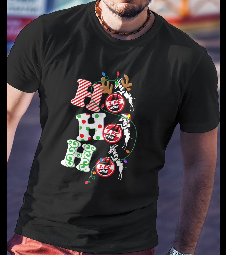 1. FC Köln HoHoHo Christmas Reindeer Lights T-Shirt