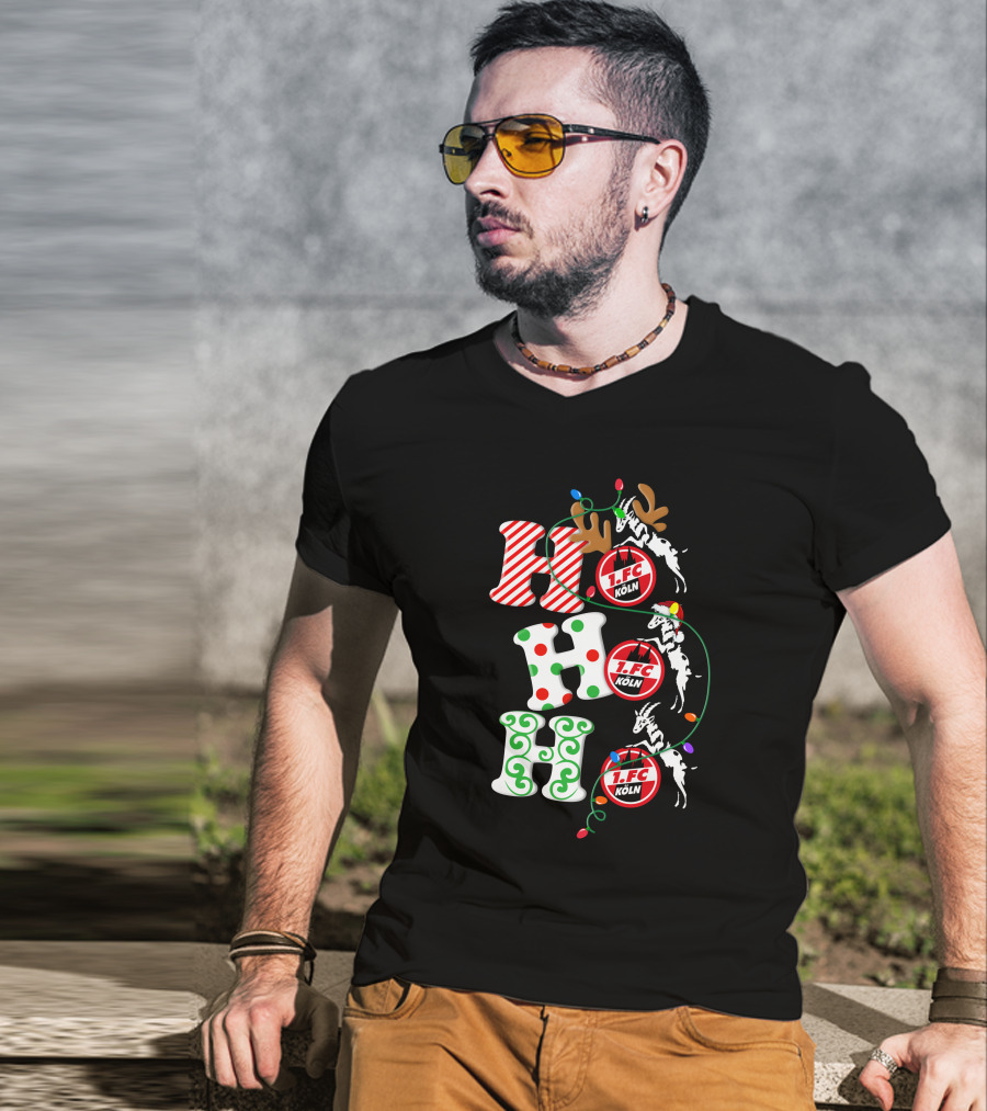 1. FC Köln HoHoHo Christmas Reindeer Lights T-Shirt