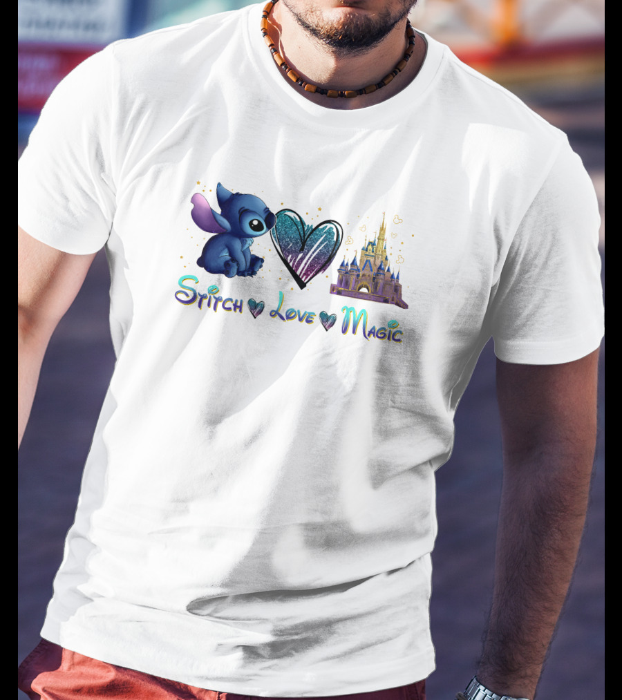Stitch Love Magic Heart Castle Fantasy T-Shirt