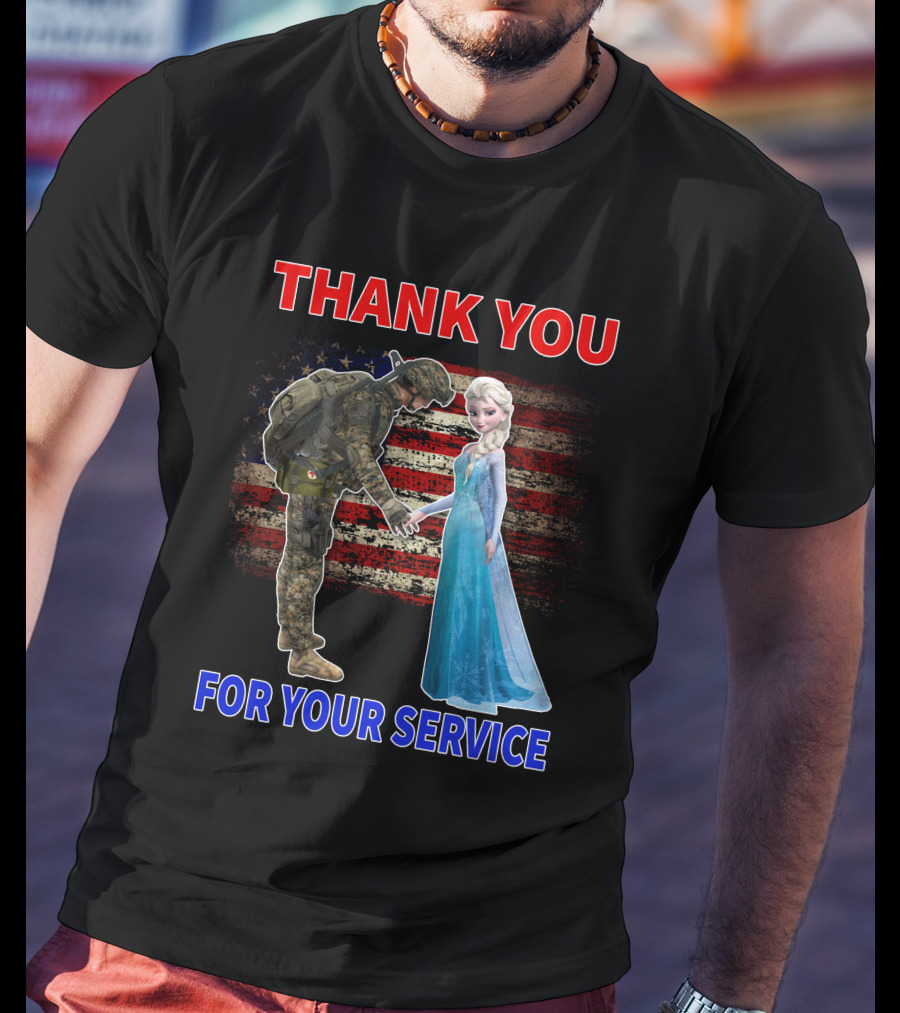 Thank You For Your Service Elsa Soldier American Flag T-Shirt