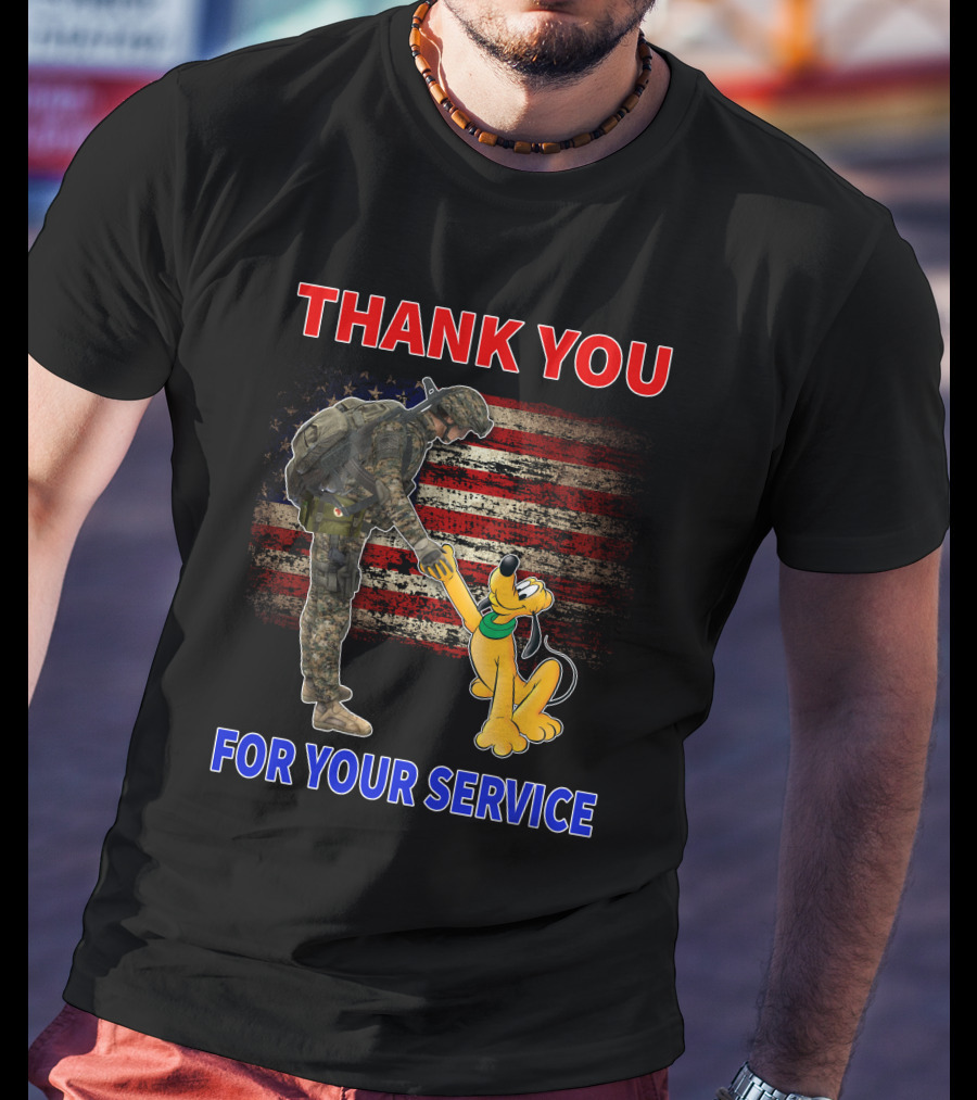 Thank You For Your Service Pluto Soldier American Flag T-Shirt
