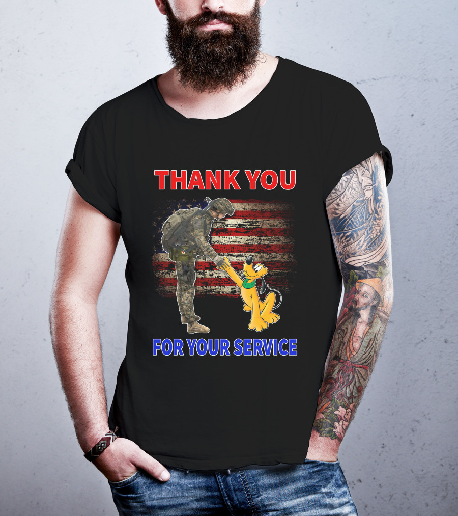 Thank You For Your Service Pluto Soldier American Flag T-Shirt
