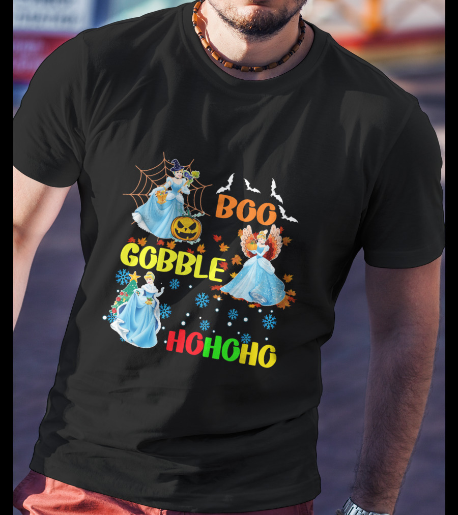 Cinderella Boo Gobble HoHoHo HalloThanksMas Holiday Mashup T-Shirt