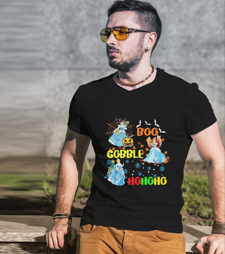 Cinderella Boo Gobble HoHoHo HalloThanksMas Holiday Mashup T-Shirt