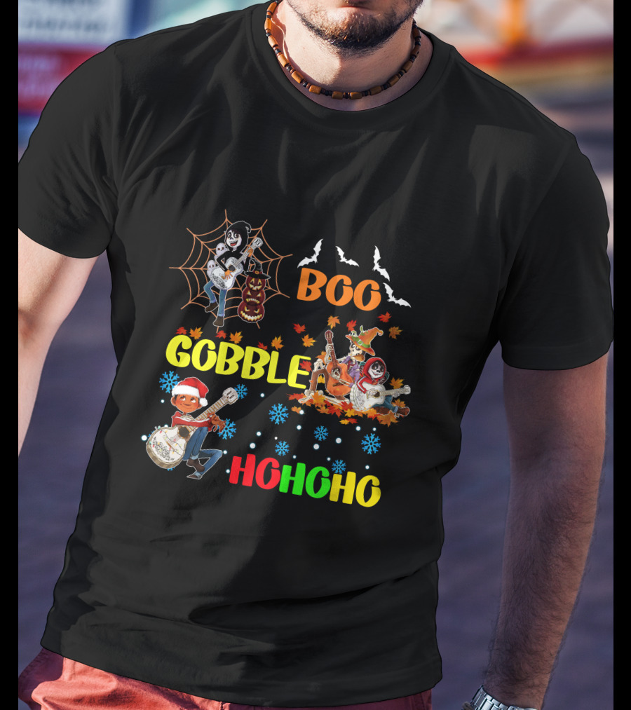 Boo Gobble HoHoHo Coco HalloThanksMas T-Shirt