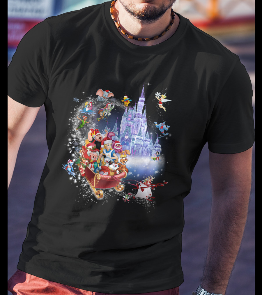 Alice Disney Christmas Wonderland With Castle And Characters T-Shirt
