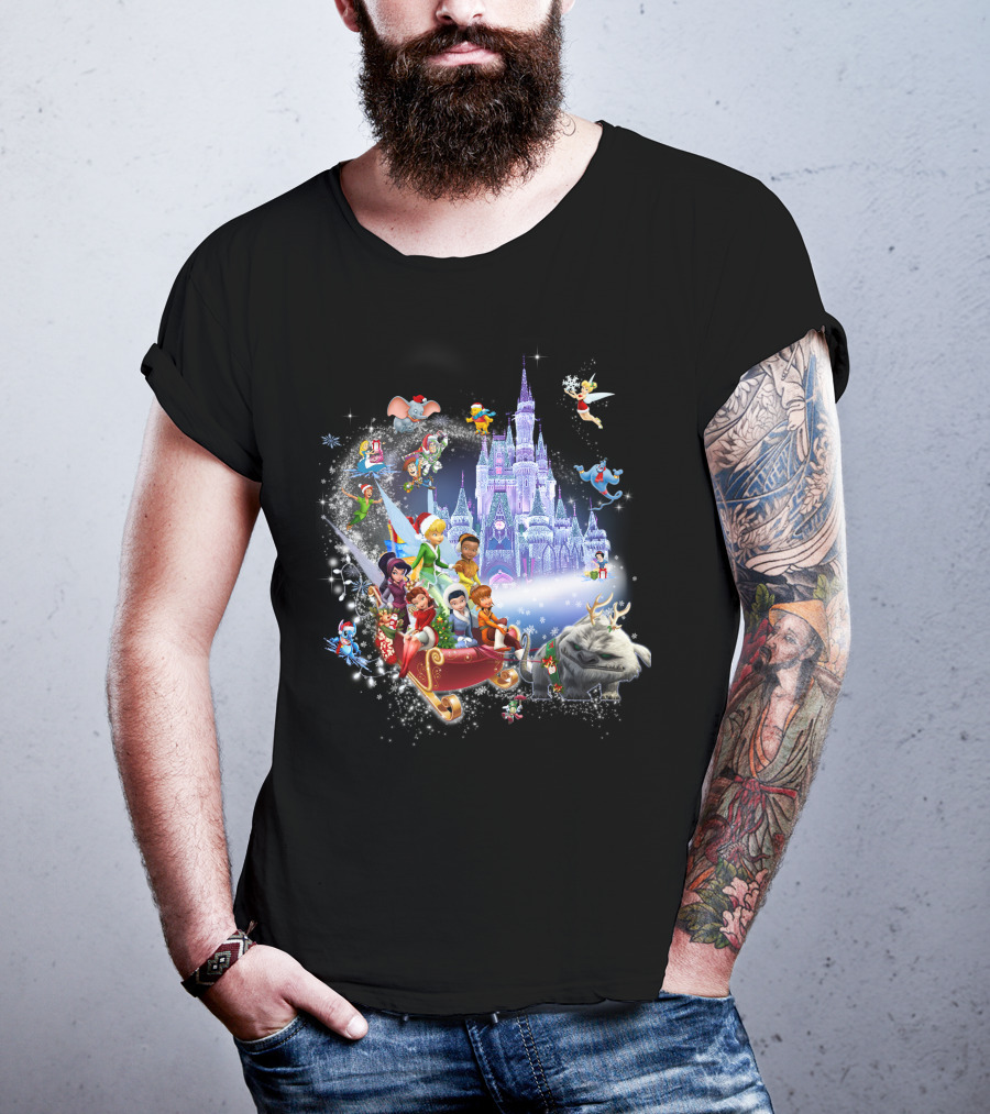 Disney Tinkerbell And Friends Christmas Castle Holiday Magic Adventure T-Shirt