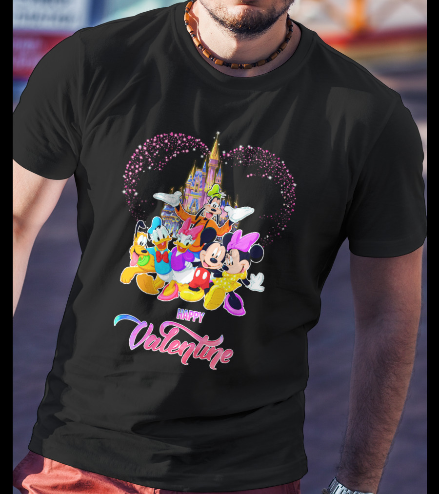 Mickey And Friends Happy Valentine Disney Castle T-Shirt
