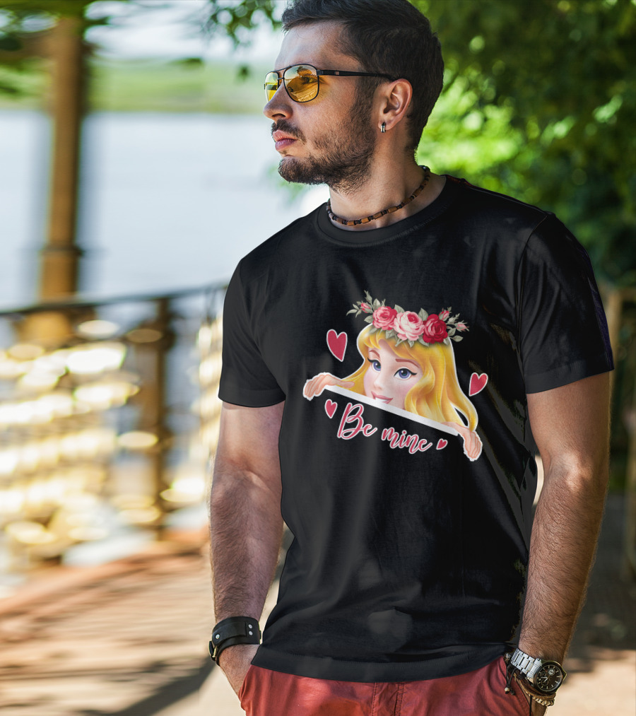Be Mine Aurora Flower Crown Hearts T-Shirt