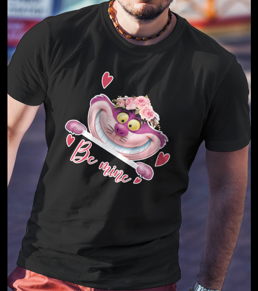 Cheshire Be Mine Valentine's Day Flower Crown Hearts T-Shirt