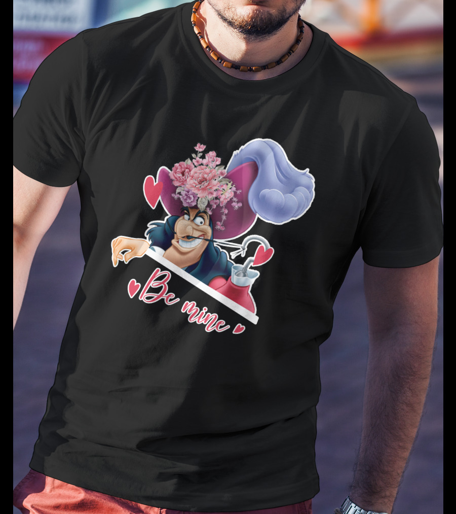 Be Mine Hook Captain Valentine's Day Flowers T-Shirt