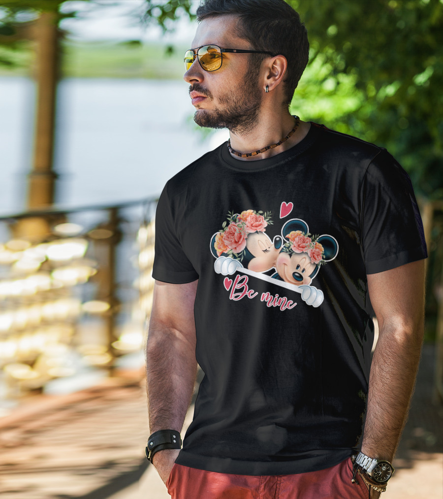 Mickey Minnie Be Mine Floral Romance T-Shirt