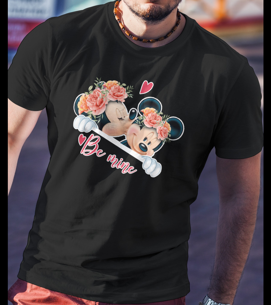 Mickey Minnie Be Mine Floral Romance T-Shirt