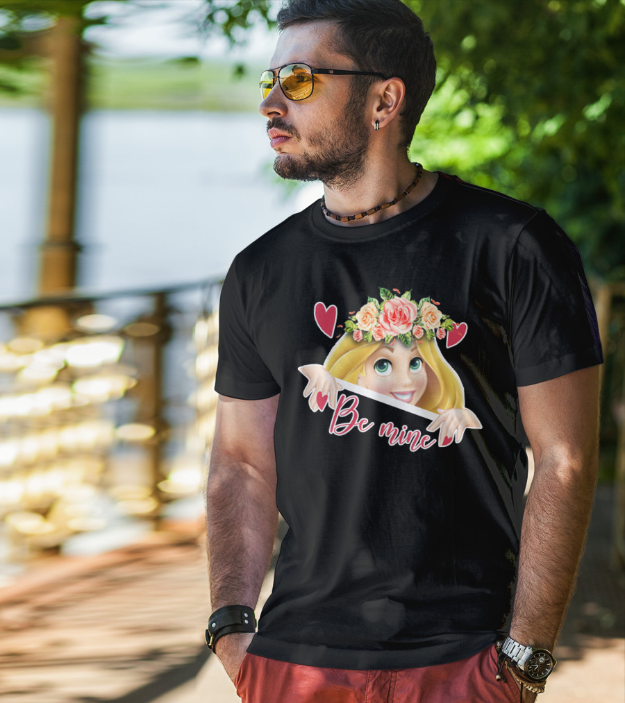 Rapunzel Floral Be Mine Valentines Hearts T-Shirt
