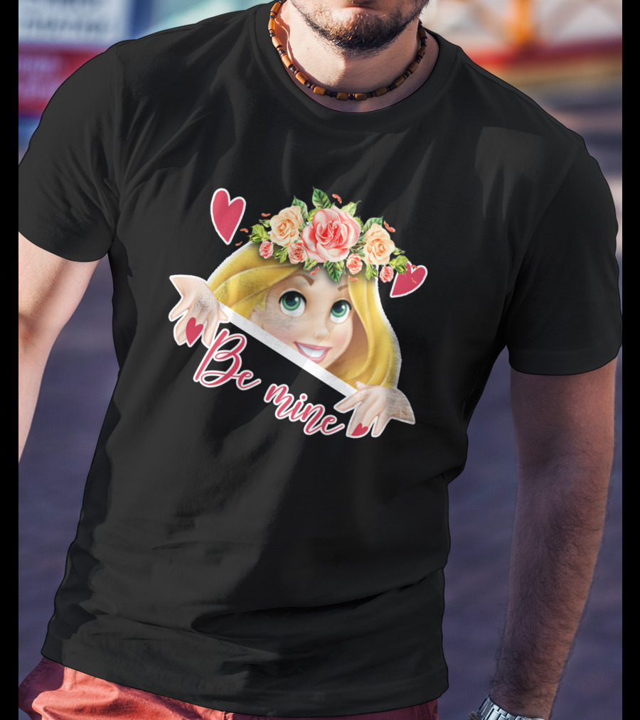 Rapunzel Floral Be Mine Valentines Hearts T-Shirt