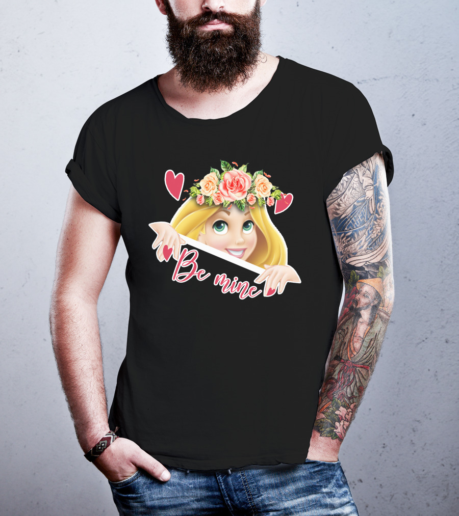 Rapunzel Floral Be Mine Valentines Hearts T-Shirt