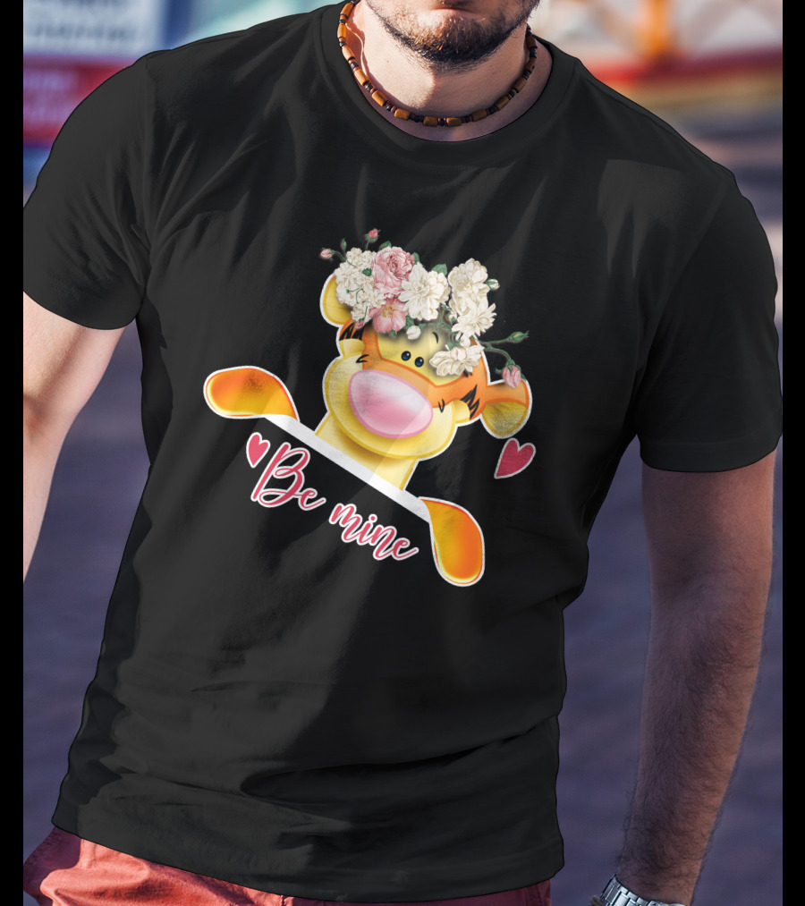 Tigger Be Mine With Flower Crown Valentine's Hearts T-Shirt