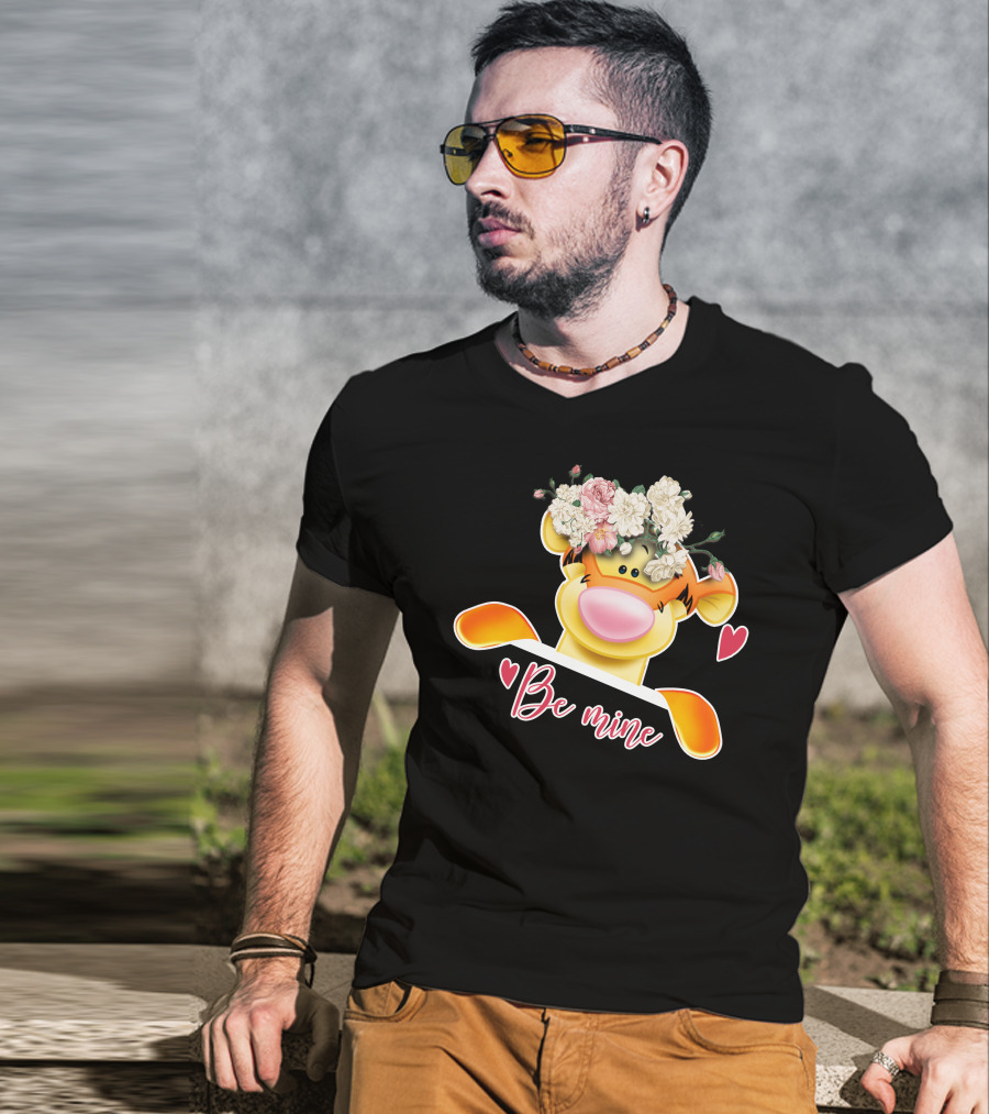 Tigger Be Mine With Flower Crown Valentine's Hearts T-Shirt