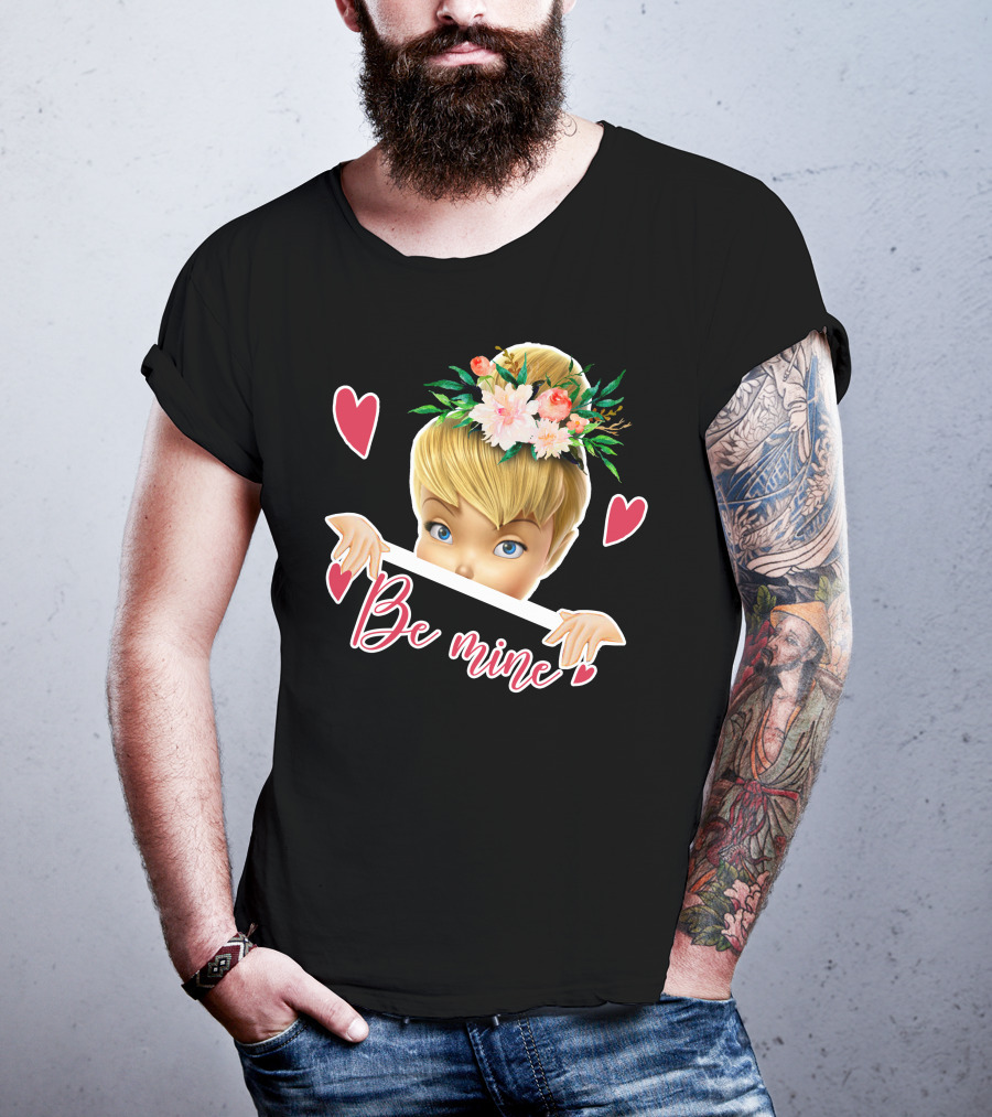 Tinkerbell Be Mine Valentine's Day Hearts Floral Crown T-Shirt