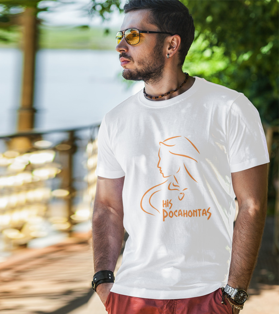 His Pocahontas Silhouette In Orange T-Shirt