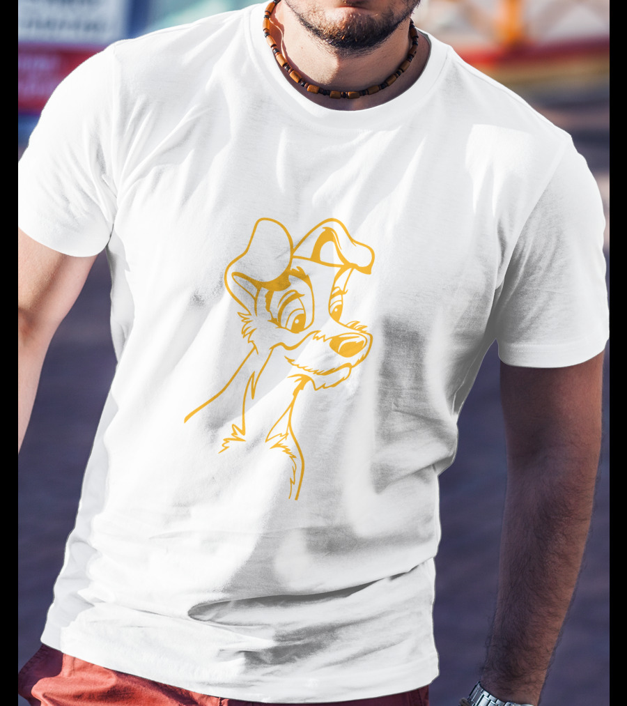 The Tramp Disney Outline Drawing T-Shirt