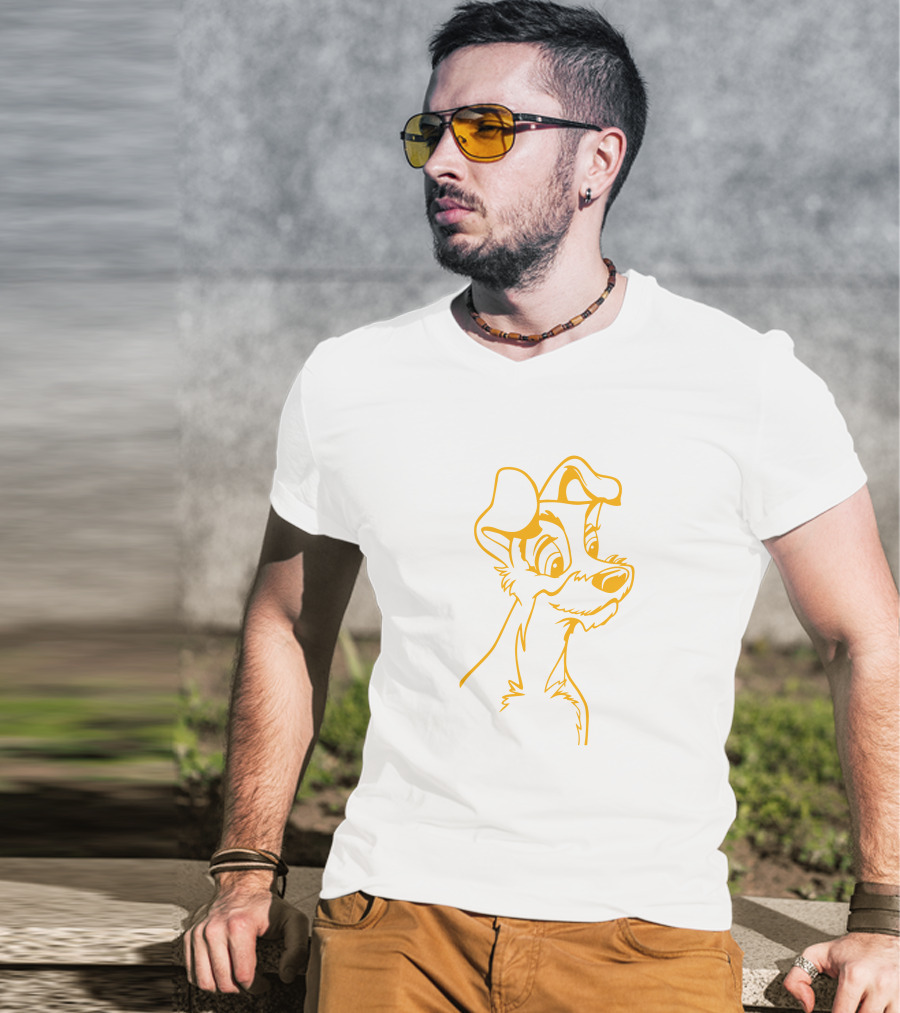 The Tramp Disney Outline Drawing T-Shirt