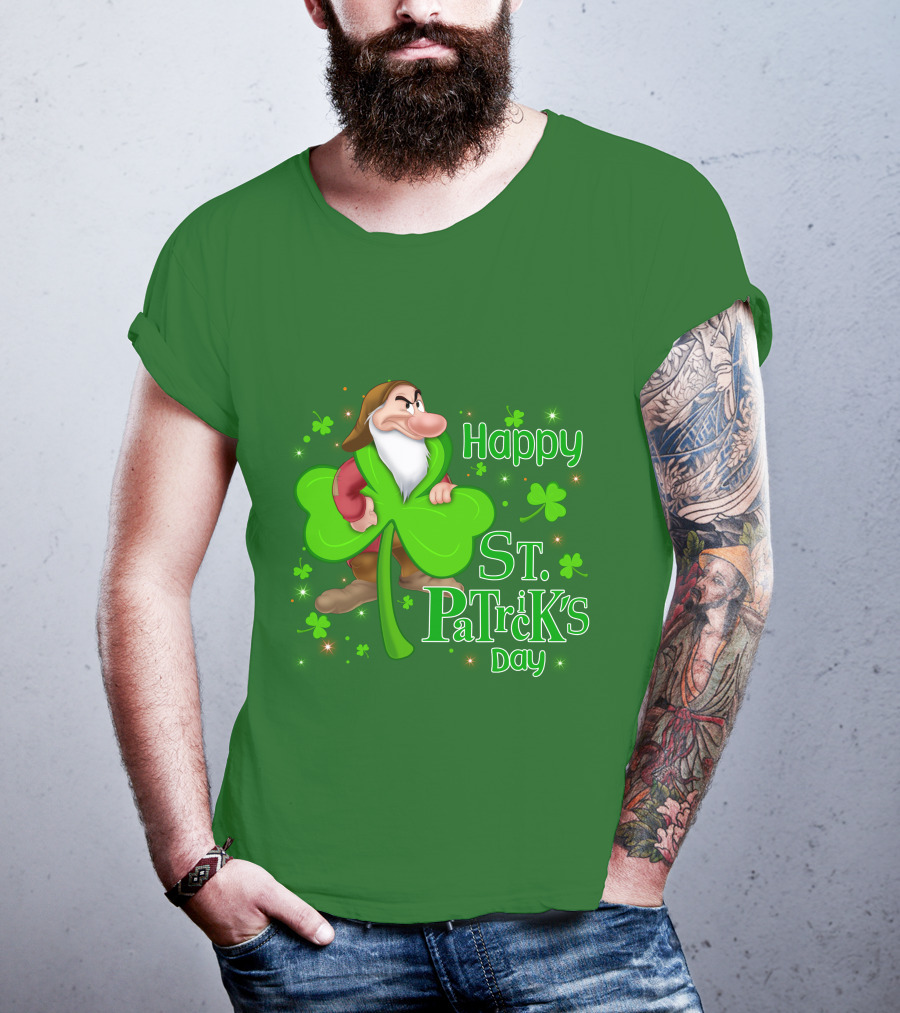 Happy St. Patrick's Day Grumpy Dwarf With Clover And Shamrocks T-Shirt