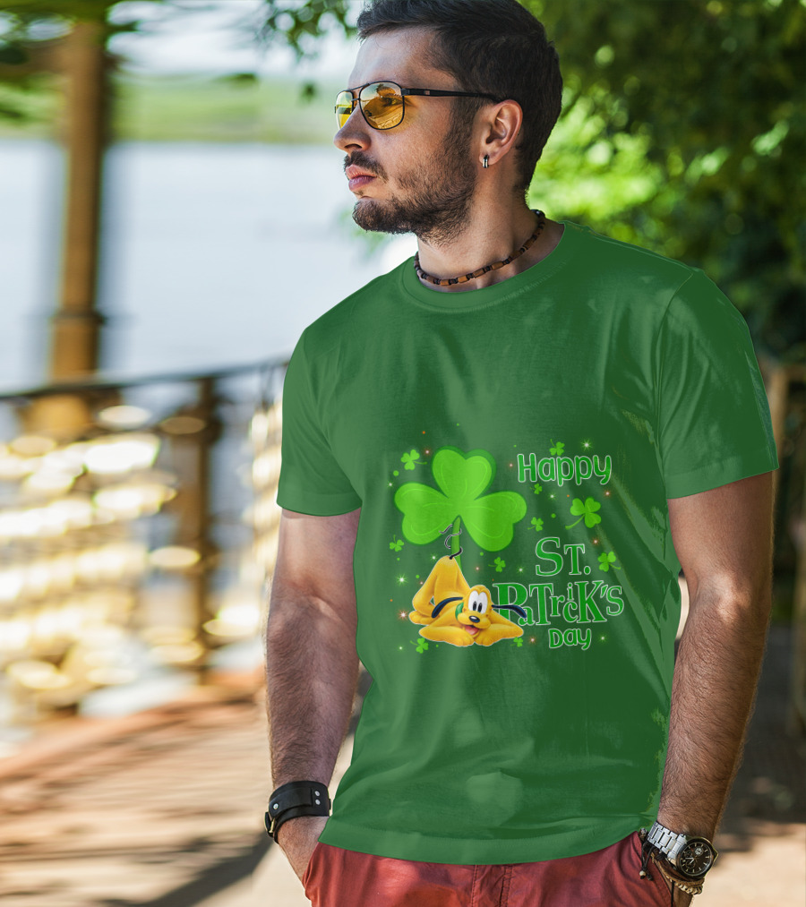 Happy St Patrick's Day Pluto Shamrock T-Shirt