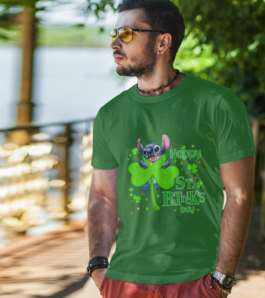 Happy St. Patrick's Day Stitch Shamrock T-Shirt
