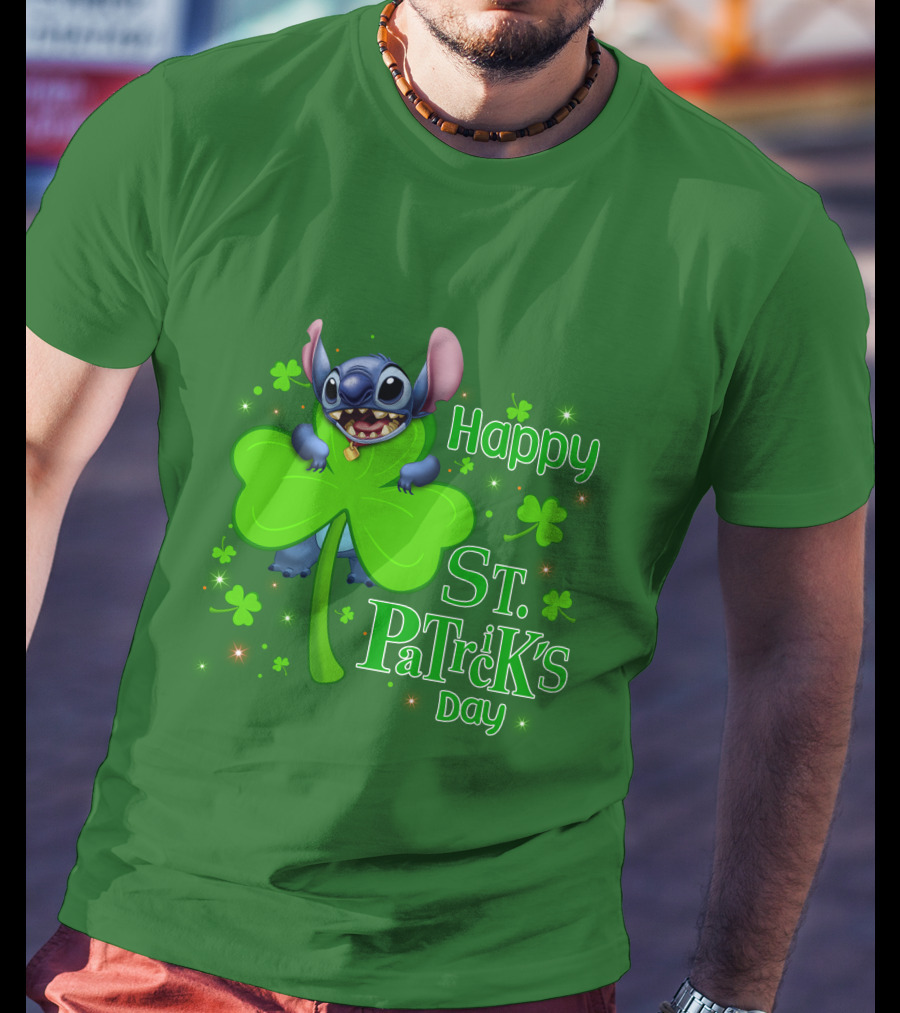 Happy St. Patrick's Day Stitch Shamrock T-Shirt