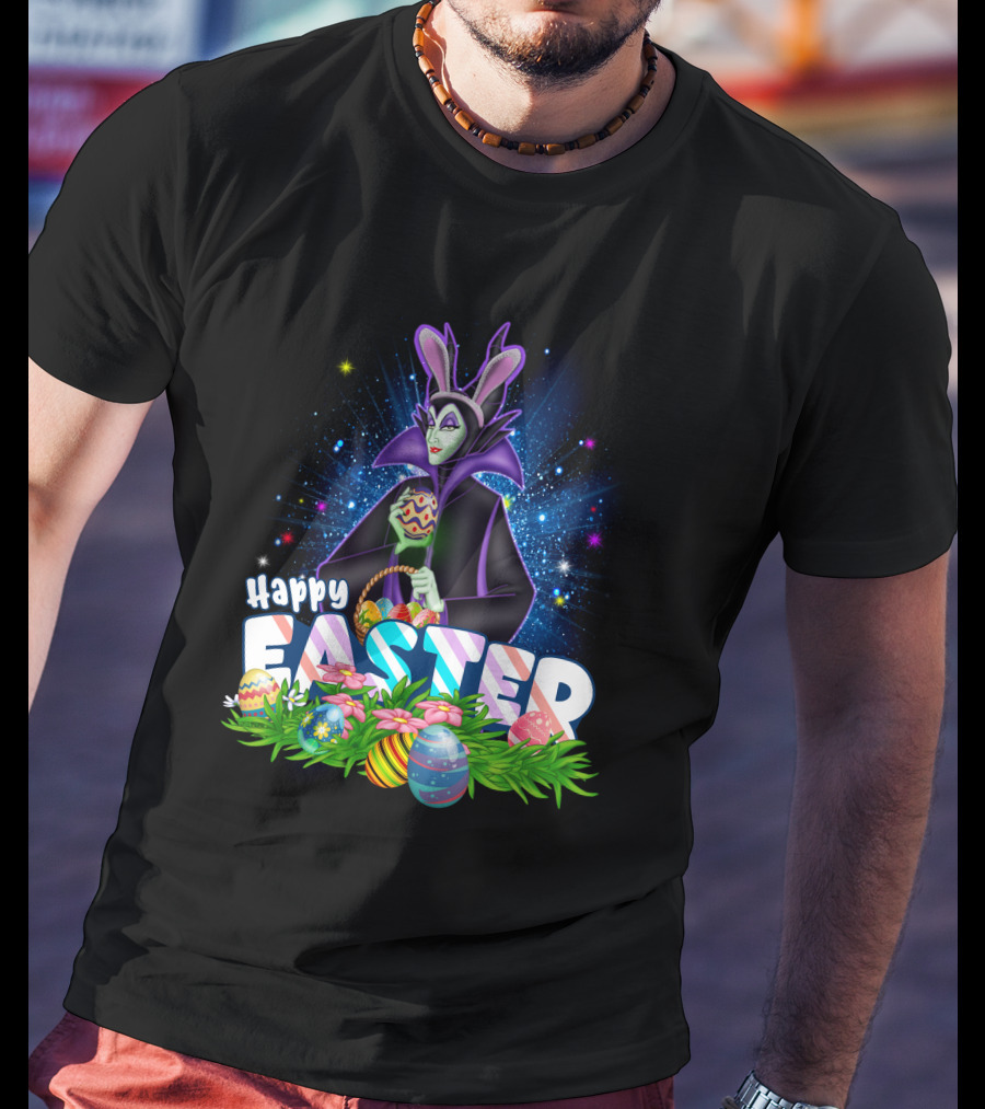 Happy Easter Maleficent With Easter Eggs And Stars T-Shirt