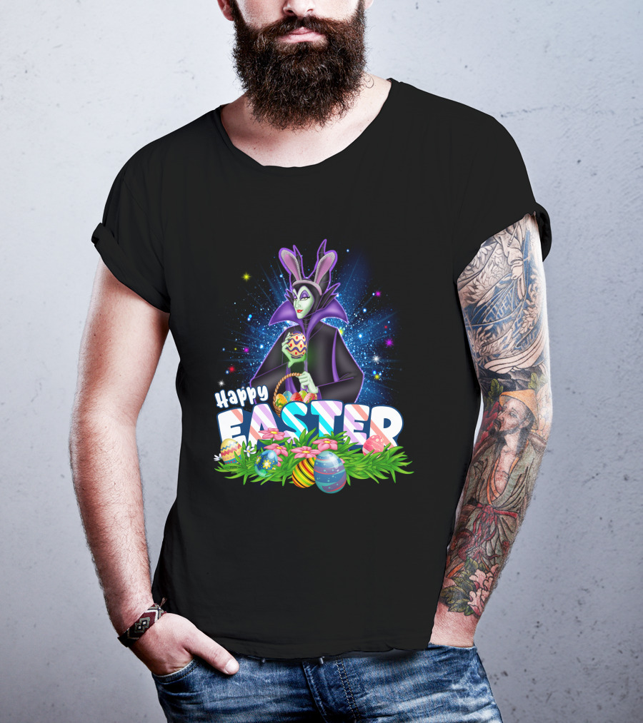 Happy Easter Maleficent With Easter Eggs And Stars T-Shirt