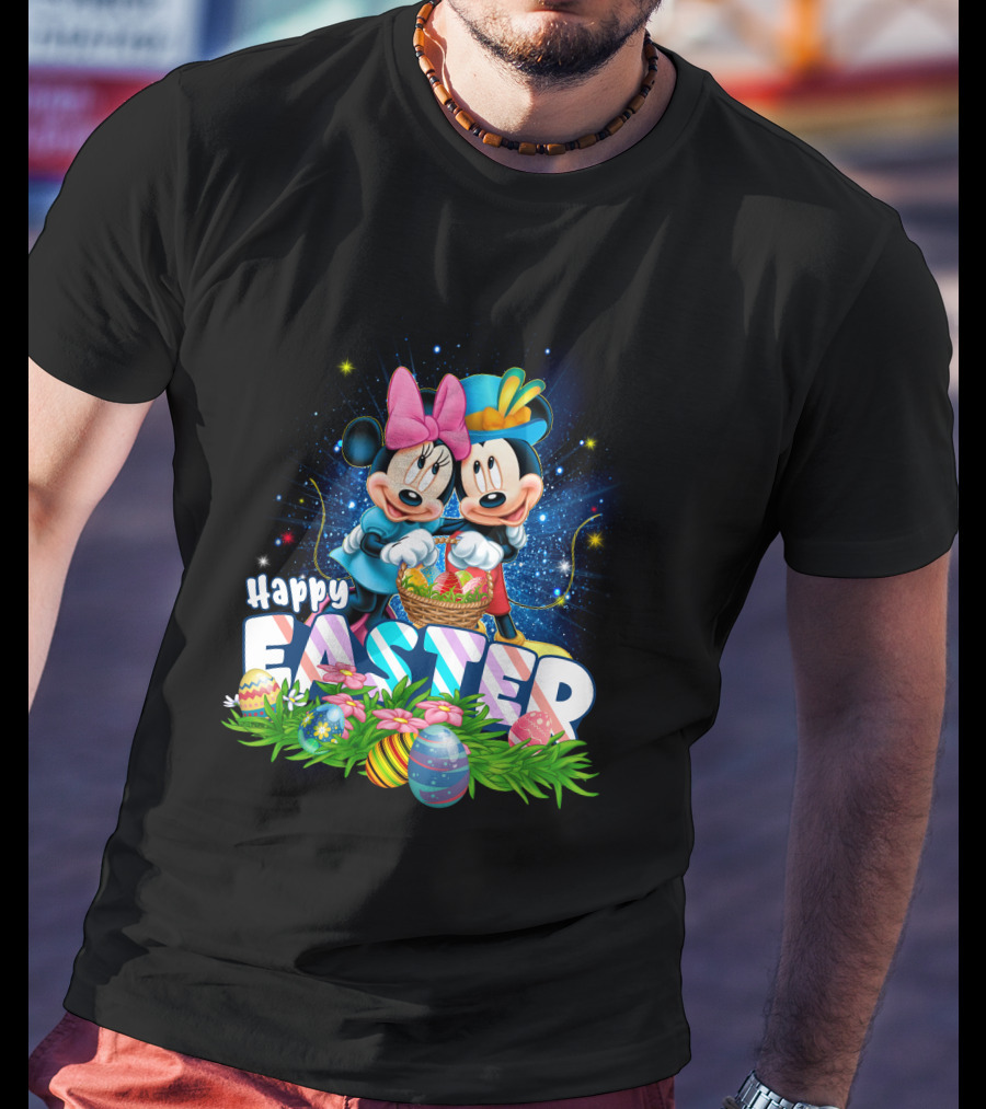 Mk Mn Happy Easter Basket Celebration With Colorful Eggs T-Shirt