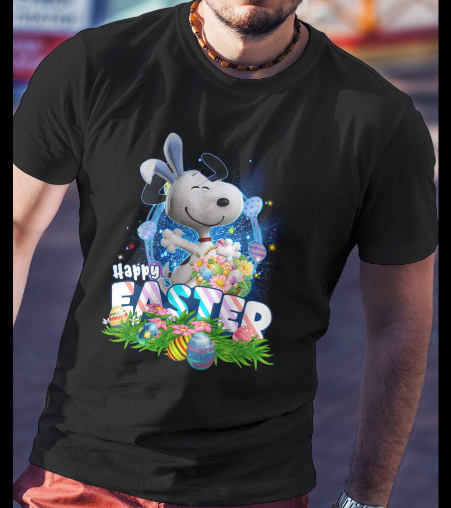 Happy Easter Snoopy With Colorful Eggs And Flowers T-Shirt