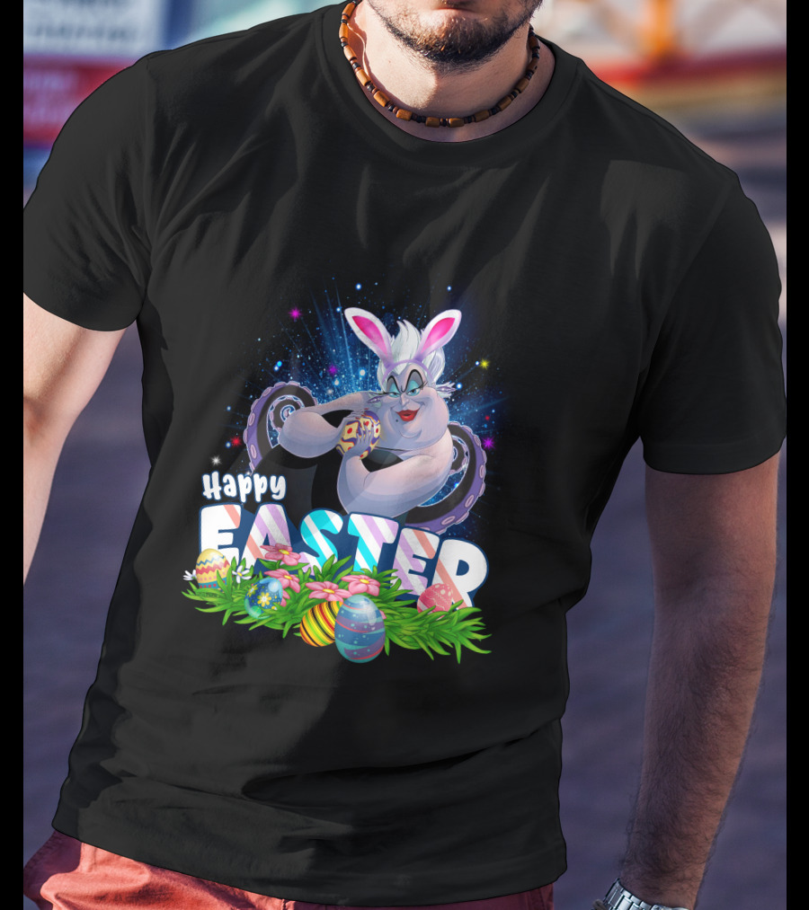 Ursula Happy Easter Bunny Eggs And Flowers T-Shirt