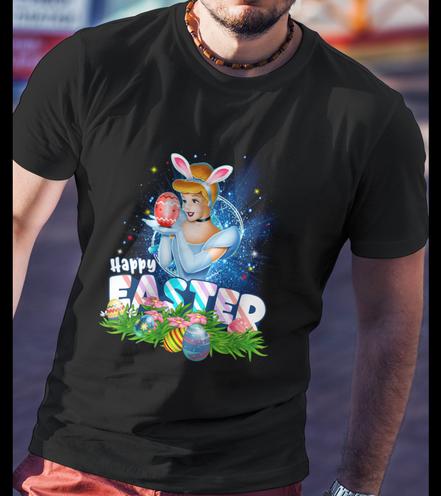 Cinderella Easter Bunny Ears With Colorful Eggs And Flowers T-Shirt