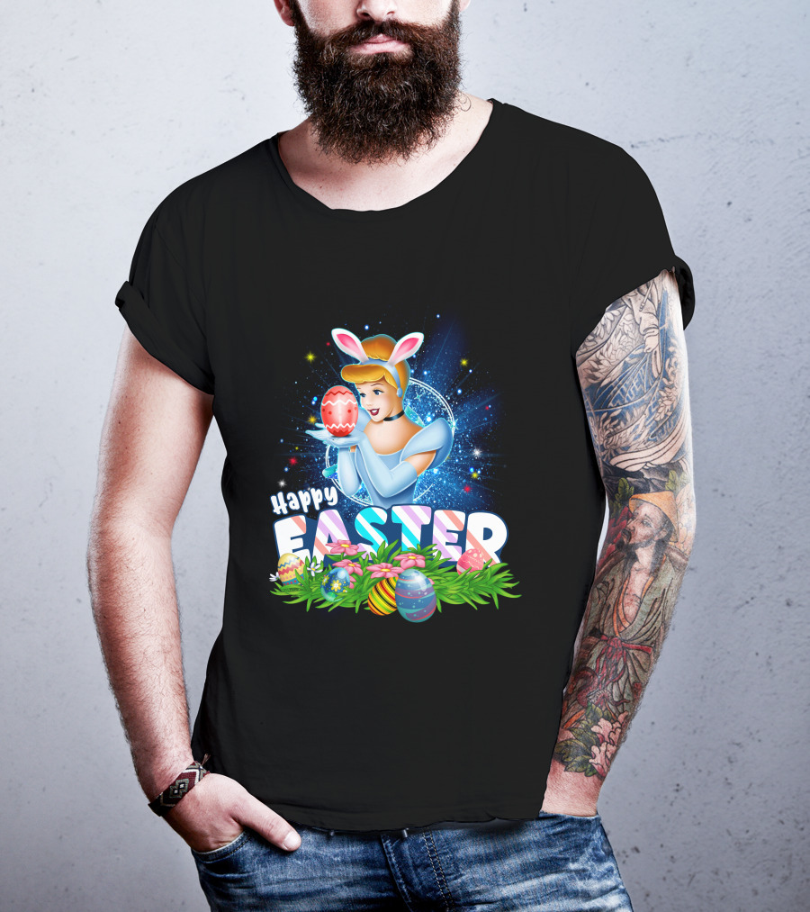 Cinderella Easter Bunny Ears With Colorful Eggs And Flowers T-Shirt