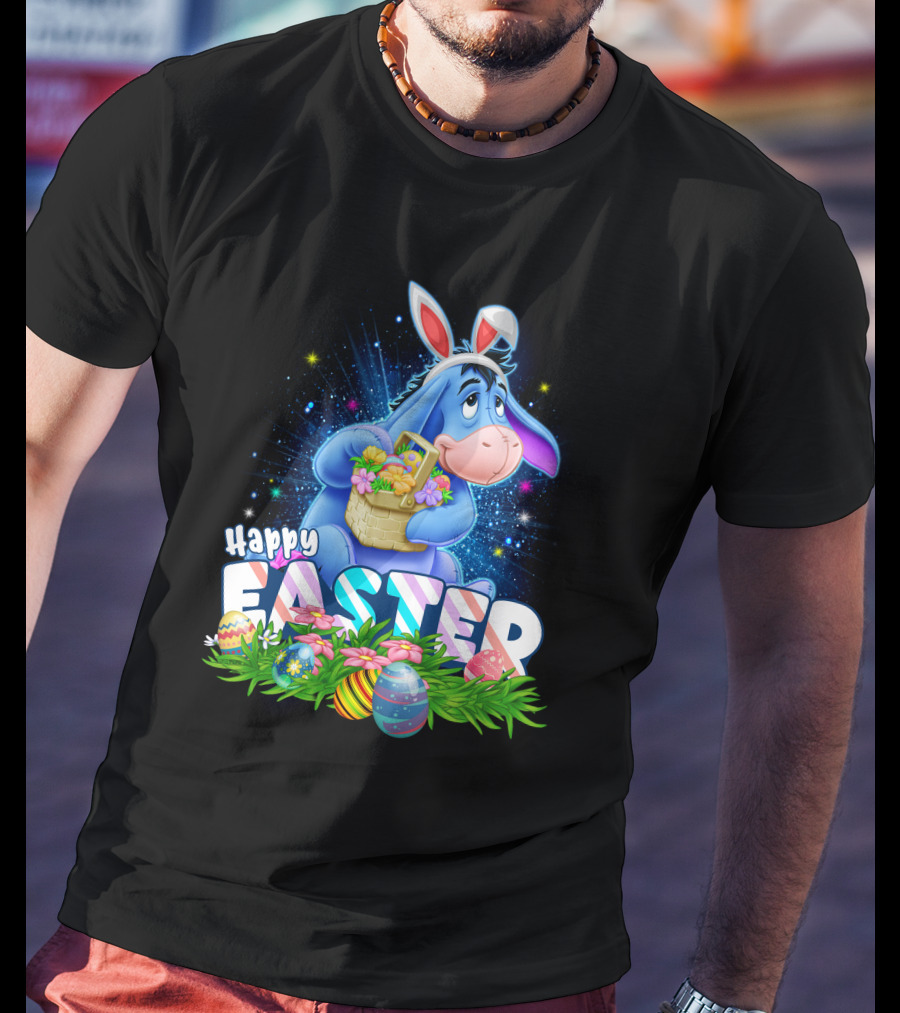 Eeyore Easter Basket With Eggs And Flowers Happy Easter T-Shirt