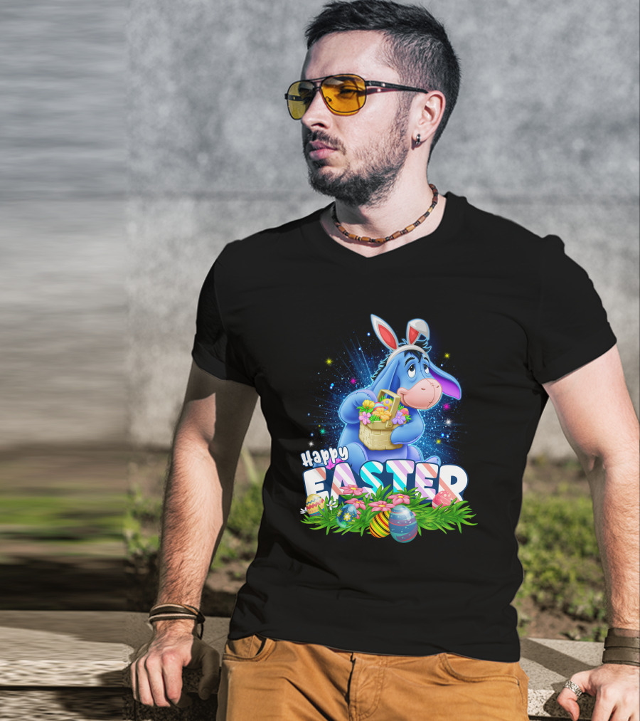 Eeyore Easter Basket With Eggs And Flowers Happy Easter T-Shirt