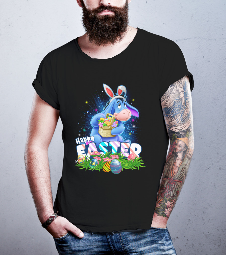 Eeyore Easter Basket With Eggs And Flowers Happy Easter T-Shirt