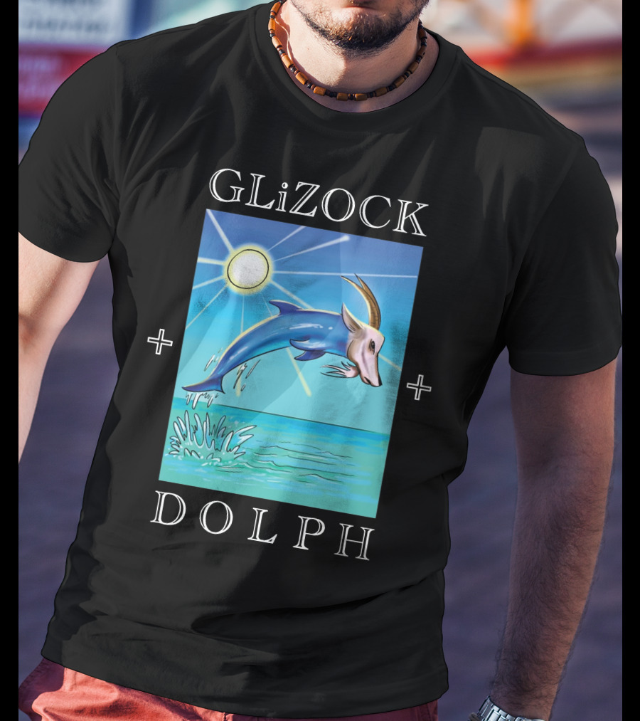 GLiZOCK DOLPH Goat Dolphin Jump Ocean T-Shirt