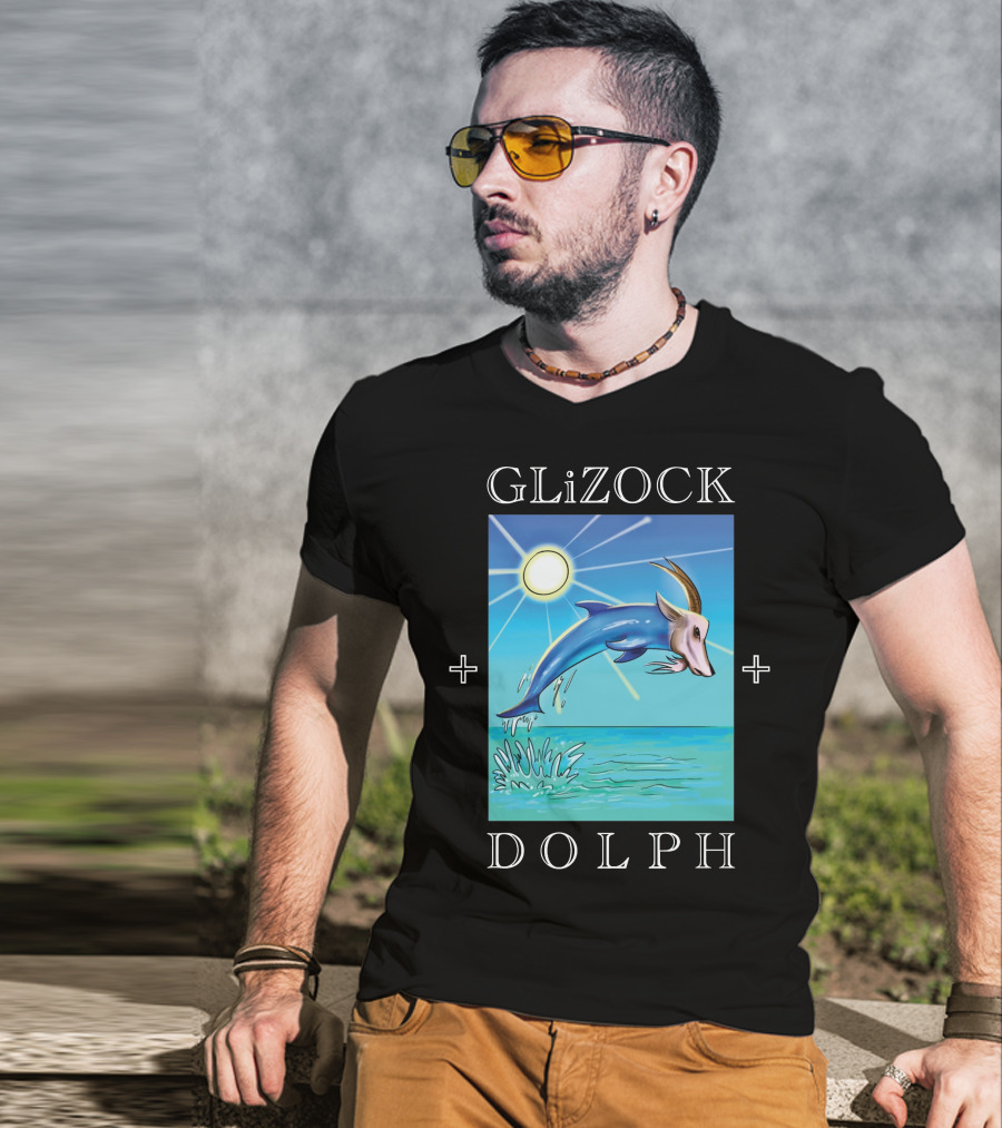 GLiZOCK DOLPH Goat Dolphin Jump Ocean T-Shirt