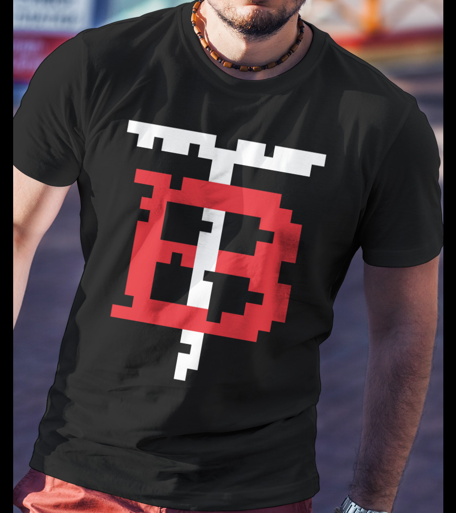 GGEZ BLACK Pixelated Red B With White T T-Shirt