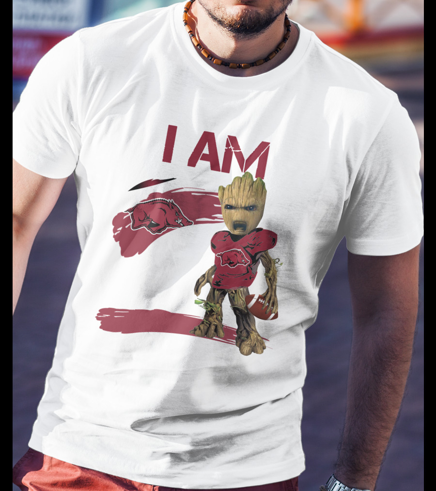 I AM Arkansas Razorbacks Football Groot Fan T-Shirt