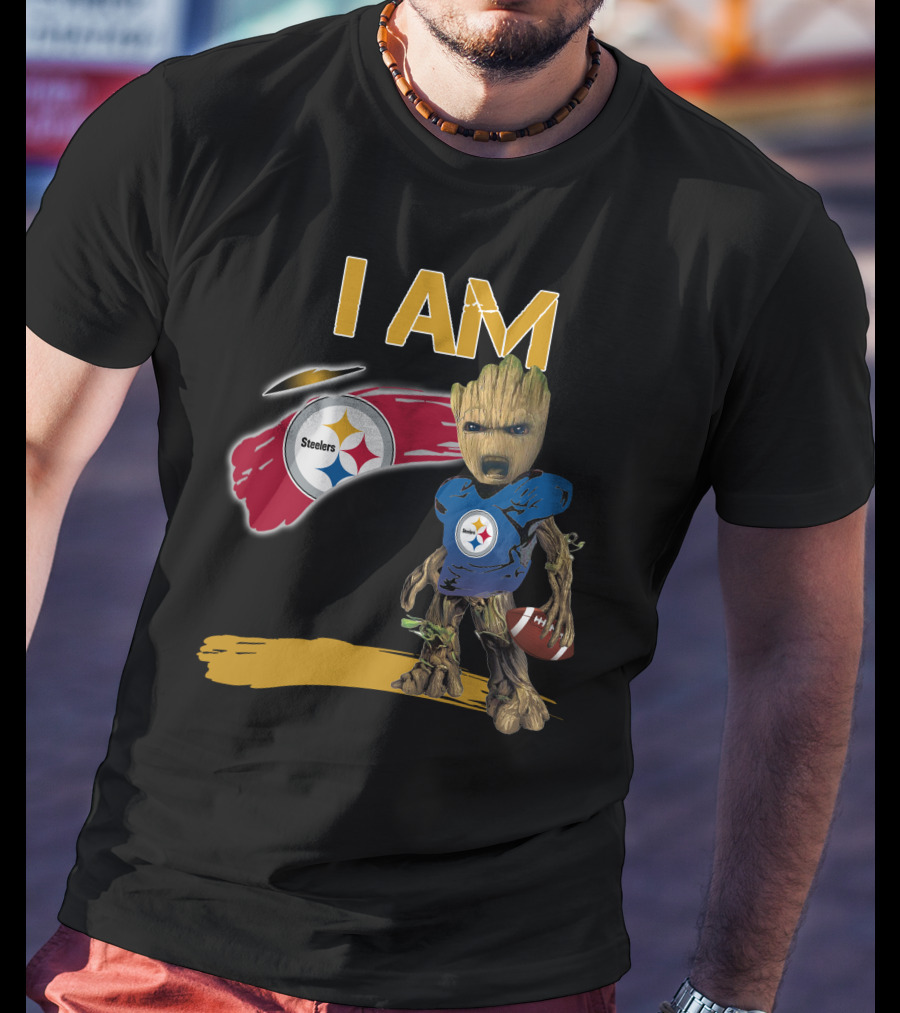 I AM Steelers Groot Football Fan Crossover T-Shirt