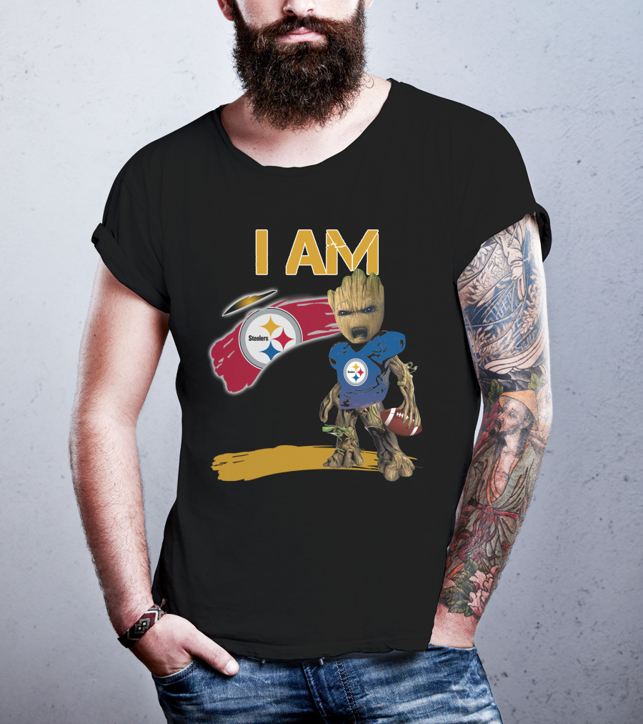 I AM Steelers Groot Football Fan Crossover T-Shirt